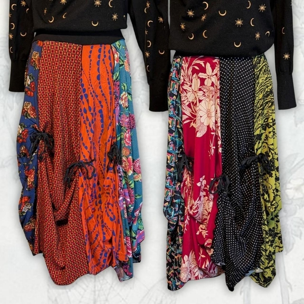 SOLD Christy Fisher Colorful Whimsical Patchwork Women's Skirt